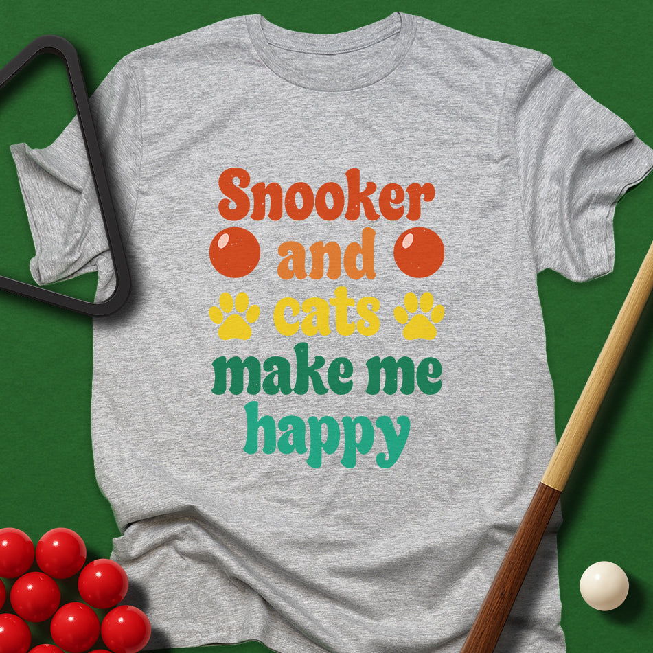 Snooker And Cats Make Me Happy T-Shirt