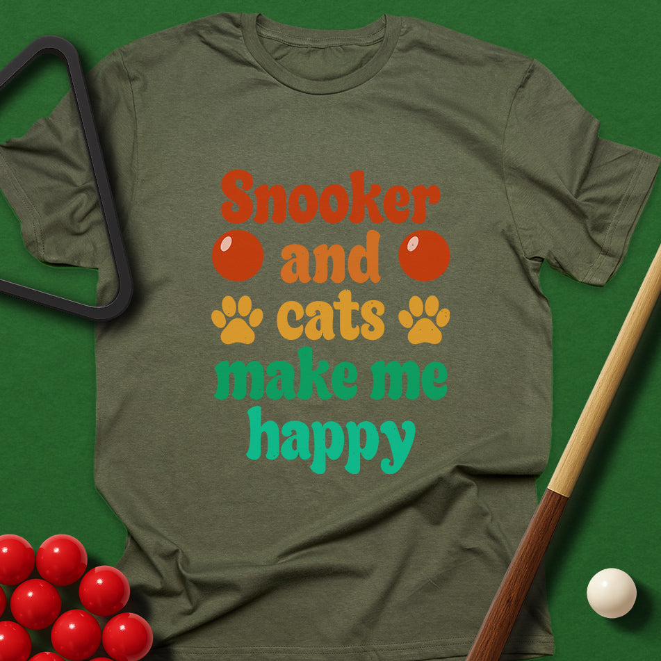 Snooker And Cats Make Me Happy T-Shirt