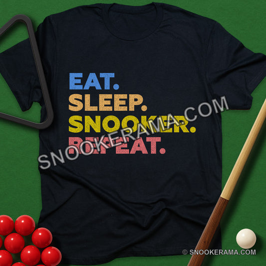 Eat. Sleep. Snooker. Repeat. T-Shirt - black