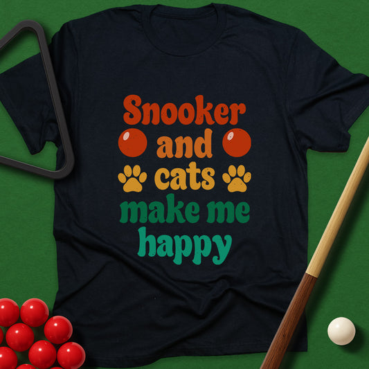 Snooker And Cats Make Me Happy T-Shirt