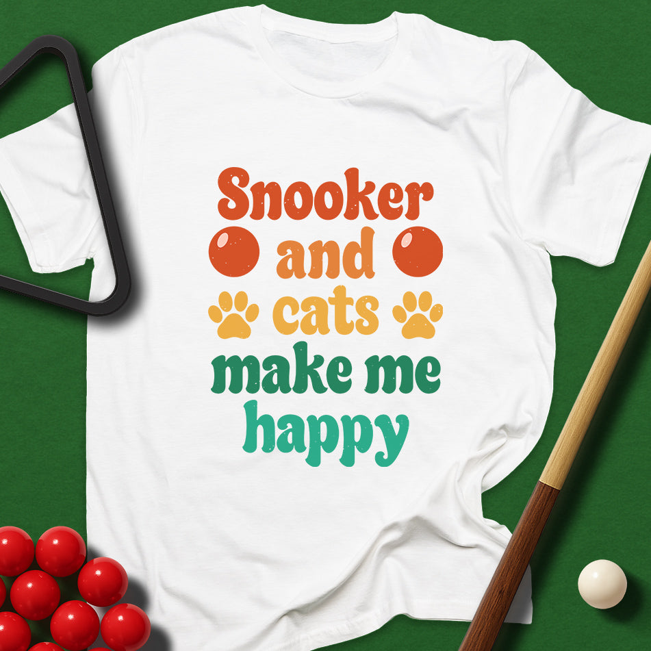 Snooker And Cats Make Me Happy T-Shirt