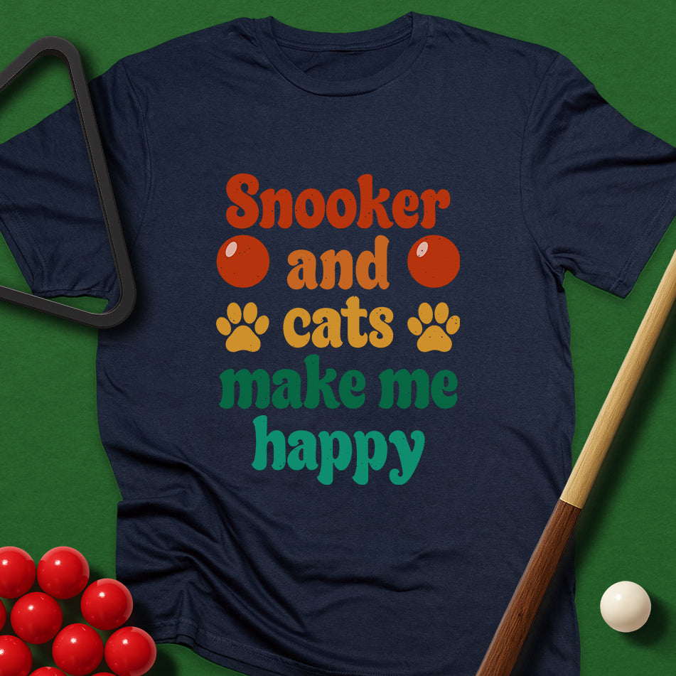 Snooker And Cats Make Me Happy T-Shirt
