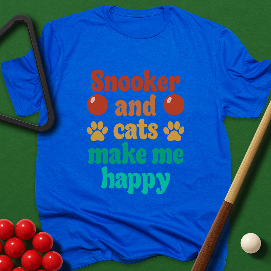 Snooker And Cats Make Me Happy T-Shirt