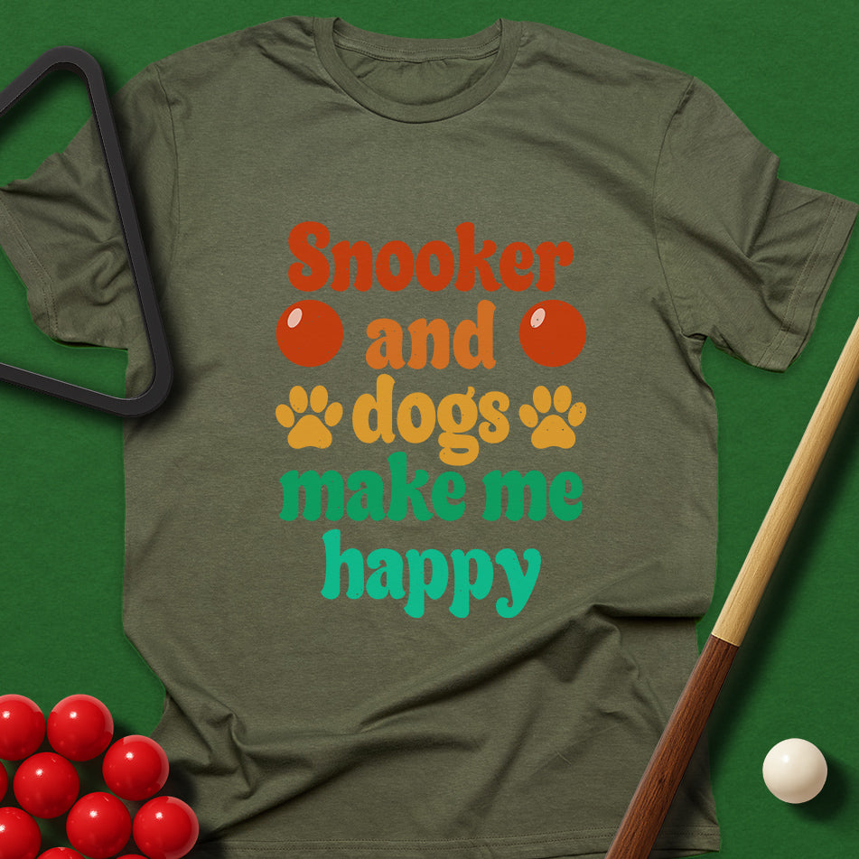 Snooker And Dogs Make Me Happy T-Shirt